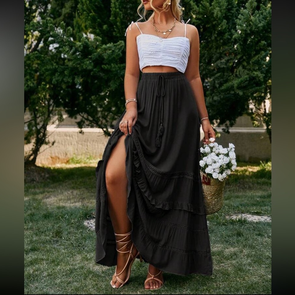 Elegant Black Maxi Skirt